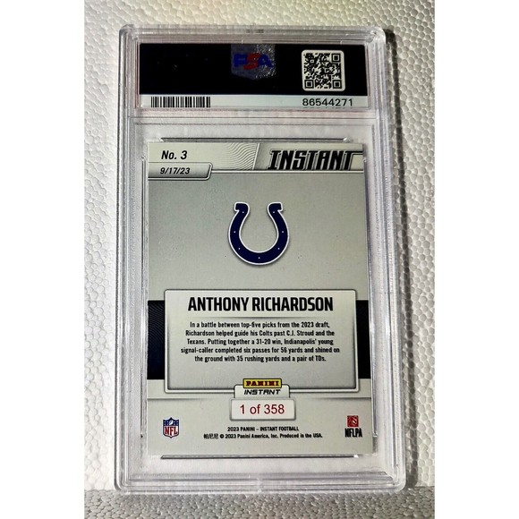 Anthony Richardson 2023 Panini NFL Rookie #3 Card 1 of 358 Colts PSA 9 Mint - Picture 2 of 4